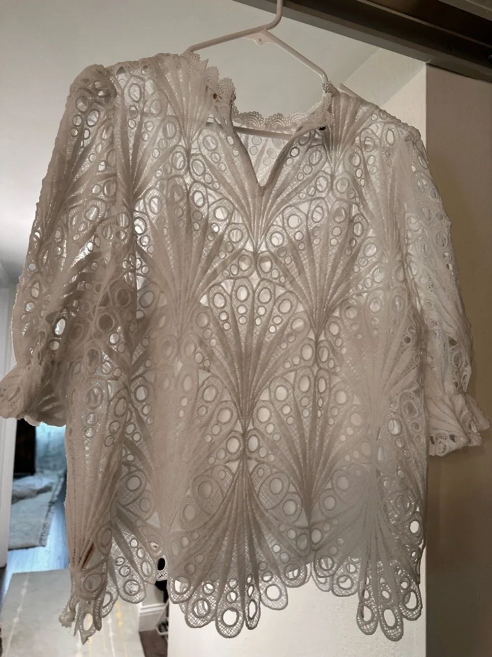 Flying Tomato White Eyelet Lace Blouse - Picture 2 of 6